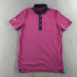 Ralph Lauren RLX Polo Shirt Mens Small Pink Striped Performance Golf Stretch